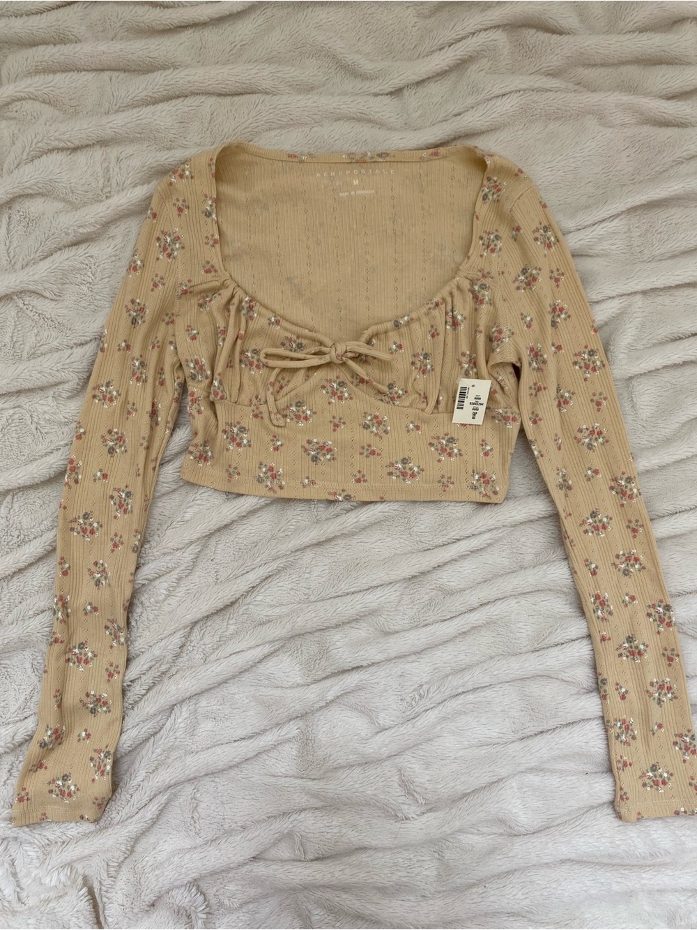 NWT Aeropostale ribbed bustier crop top yellow floral Sz M